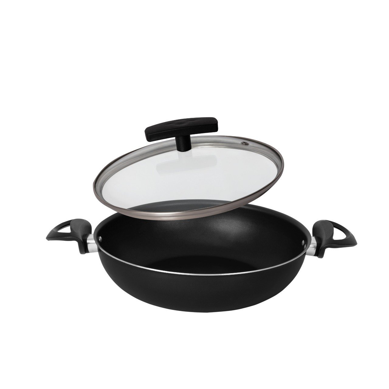 Frigideira Panela Wok 30 Cm Antiaderente Grande Tacho Com Tampa Vidro - 3