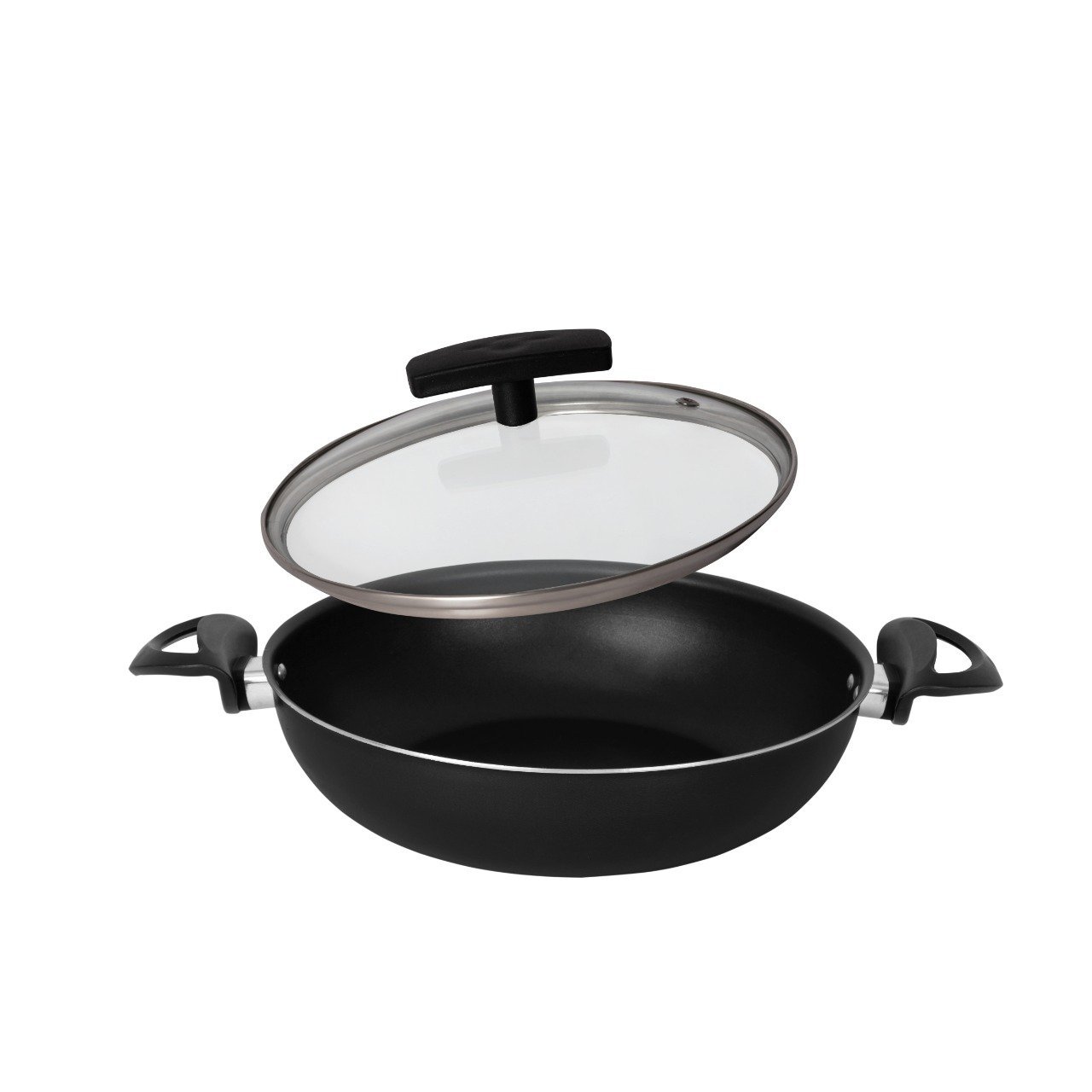 Frigideira Panela Wok 30 Cm Antiaderente Grande Tacho Com Tampa Vidro - 4