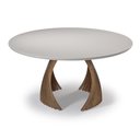 Ver imagem 2 de Mesa Jantar Redonda Scar Vidro Off White Base Nogueira 150cm - 71018