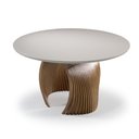 Ver imagem 1 de Mesa Jantar Redonda Scar Vidro Off White Base Nogueira 150cm - 71018