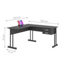 Ver imagem 2 de Mesa para Computador em L Rael 2 Gavetas MDP 143cm Preto Onix Casah