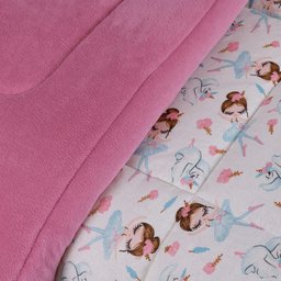 Edredom Diverkids Solteiro Infantil Malha Estampada 1 Peça - Bailarina Rosa - 2