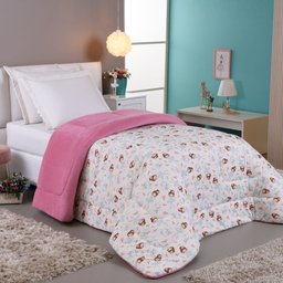 Edredom Diverkids Solteiro Infantil Malha Estampada 1 Peça - Bailarina Rosa - 1