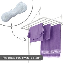Corda De Varal de Teto Resistente Antimofo 50 Metros - 3mm - 5