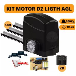 Kit Motor Portão Agl Light 3,5m Trilho Cremalheira 2 Controles Trino Light - 1