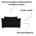 Ver imagem 4 de Namoradeira Poltrona Recepção Sala Escritório Isis Suede Cor:preto