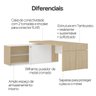 Mesa para Escritório em L com Tomada 2 Gavetas Tamburato Connect - Carvalho/branco - 5