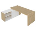 Ver mais imagens de Mesa para Escritório em L com Tomada 2 Gavetas Tamburato Connect - Carvalho/branco
