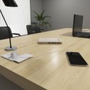 Ver imagem 3 de Mesa para Escritório em L com Tomada 2 Gavetas Tamburato Connect - Carvalho/branco