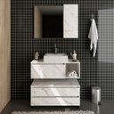 Ver imagem 4 de Kit Gabinete Balcão e Espelheira de Banheiro Marina Mármore Branco