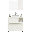 Ver imagem 1 de Kit Gabinete Balcão e Espelheira de Banheiro Marina Mármore Branco