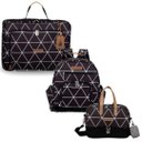 Ver imagem 1 de Kit Mala de Mão + Mochila Noah + Fraqueira Térmica Vichy Manhattan Preto Masterbag Baby Kit Maternid