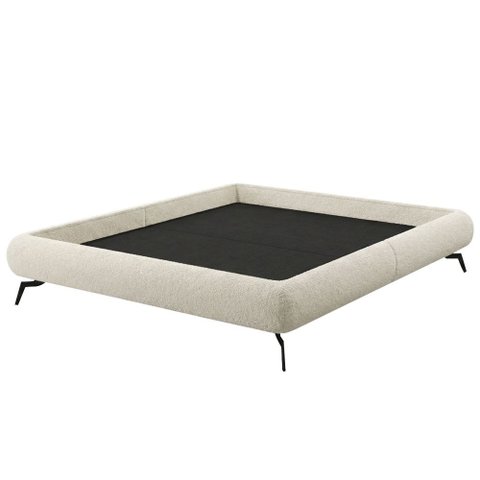 Cama Queen Base Box Pés Ferro 176cm Emma Bouclé Off White - Nexta Casa