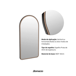 Espelho Orgânico Cancello 135x45 Moderno Luxo com Moldura:arauco Atlântica/pequeno - 3