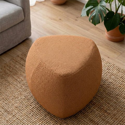Puff Orgânico Decorativo 75cm Orbis Bouclé Terracota - Nexta Casa