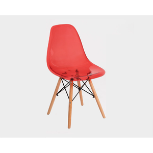 Sc-001p-f - Cadeira Decor Assento em Acrilico na Cor Vermelho, Base Estilo Eiffel Madeira Bering