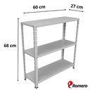 Ver imagem 2 de Prateleira Estante Armário Aço 3 Bandejas 60cm Cinza Romero