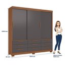 Ver imagem 2 de Guarda Roupa Casal 3 Portas 9 Gavetas Morretes e Cômoda Havana Master com Pés Jatobá Grafite - Santo