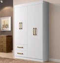 Ver imagem 1 de Guarda Roupa Solteiro 4 Portas 2 Gavetas 118cm Recife Gold Branco - Leifer