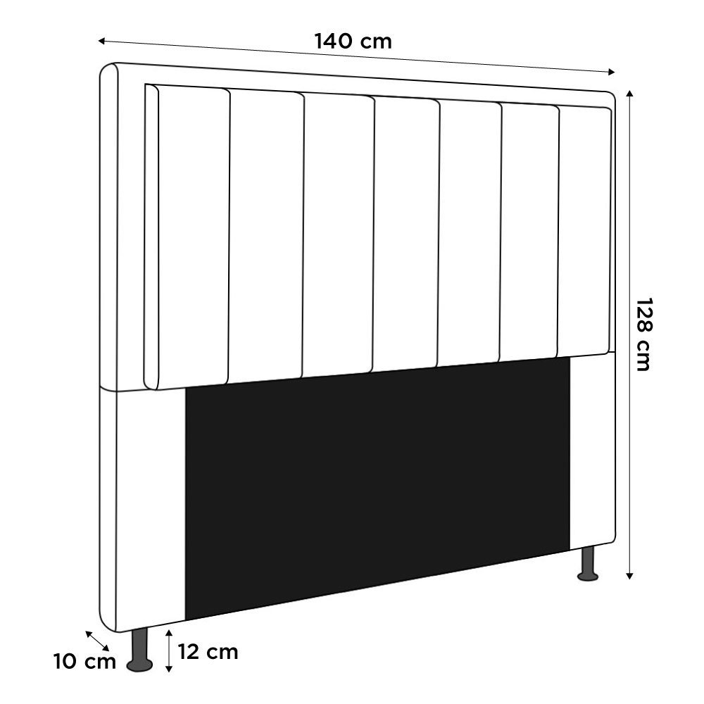 Cabeceira Cama Box Casal Veneza 140 Cm Sintético MV Estofados Branco - 3