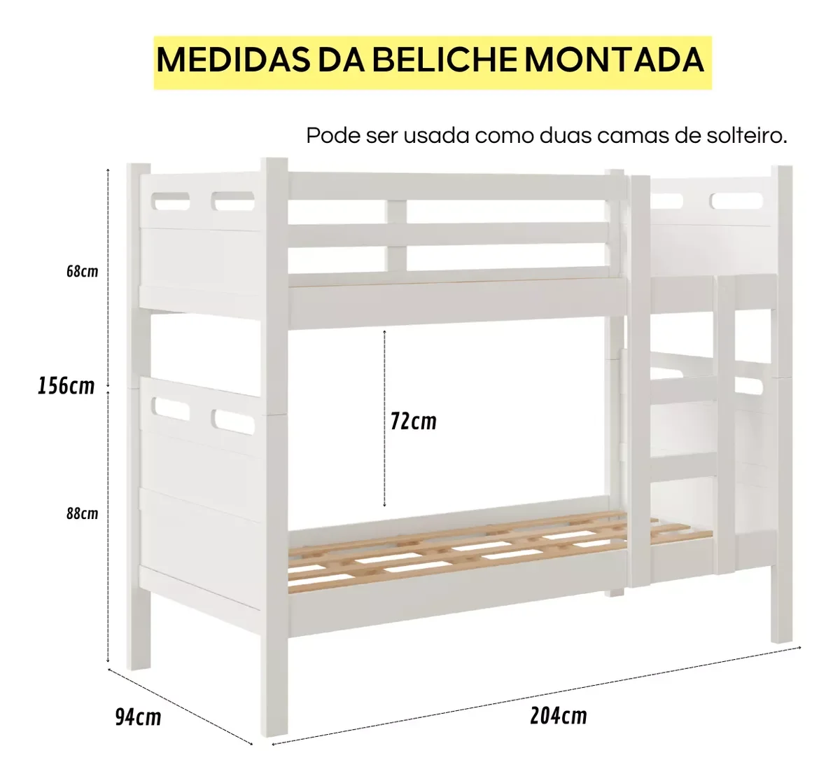 Ver imagem 2 de Beliche Jaspe Duas Camas com Colchões D20 Premium Branco