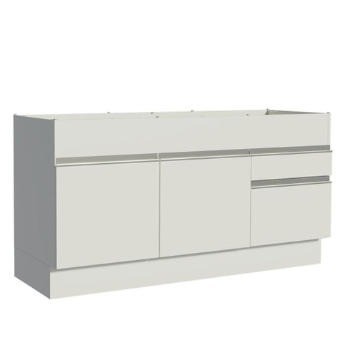 Balcão de Pia Glamy com 2 Portas e 2 Gavetas Branco Madesa