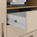 Ver imagem 3 de Kit Guarda Roupa Casal 3 Portas com Espelho e Cômoda Rack 2 Portas 4 Gavetas Carvalho Off White