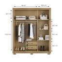 Ver imagem 6 de Kit Guarda Roupa Casal 3 Portas com Espelho e Cômoda Rack 2 Portas 4 Gavetas Carvalho Off White