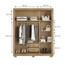 Ver imagem 6 de Kit Guarda Roupa Casal 3 Portas com Espelho e Cômoda Rack 2 Portas 4 Gavetas Carvalho Off White