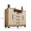 Ver imagem 5 de Kit Guarda Roupa Casal 3 Portas com Espelho e Cômoda Rack 2 Portas 4 Gavetas Carvalho Off White