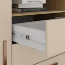 Ver imagem 3 de Kit Guarda Roupa Casal 3 Portas com Espelho e Cômoda Rack 2 Portas 4 Gavetas Carvalho Off White