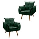 Ver imagem 1 de Kit 2 Poltronas Decorativa Opala Pés Palito - Veludo Verde