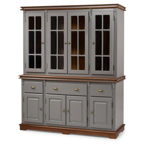 Arca Oratório 4 Portas Madeira, 3 Gavetas e 4 Portas Vidro Manchester - M52055 Cor Laca - Cinza