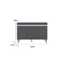 Ver imagem 2 de Balcão Gabinete Manu 120cm 3 Portas C-tampo Cinza