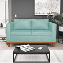 Ver imagem 2 de Kit Sofá 3 Lugares e 2 Poltronas Europa 180 cm Estilo Conforto e Elegância Suede Azul Tiffany