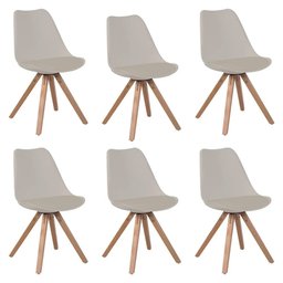 Kit 6 Cadeiras de Jantar Design Saarinen Wood Base Madeira Lívia R02 Nude - Mpozenato - 1