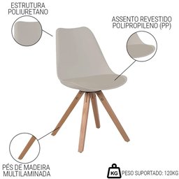 Kit 6 Cadeiras de Jantar Design Saarinen Wood Base Madeira Lívia R02 Nude - Mpozenato - 3