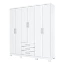 Ver imagem 2 de Guarda Roupa Casal Caju 6 Portas com Kit Mesa de Cabeceira Branco - Henn