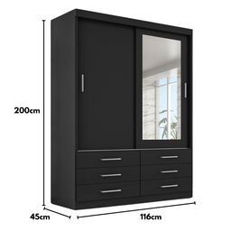 Guarda Roupa Solteiro Capri 2 Portas 6 Gavetas com Espelho - 5