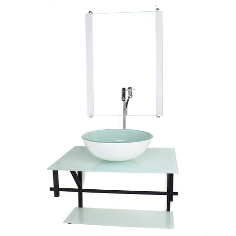 GABINETE DE VIDRO PARA BANHEIRO 60CM AP CUBA REDONDA BRANCO FULL COM TORNEIRA CROMADA
