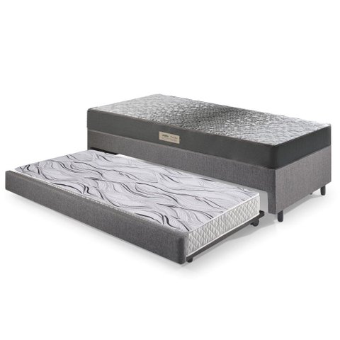 Bicama Box Solteiro Linho  88x188x28 Cm com Colchão Dual Firm Espuma Ecoflex