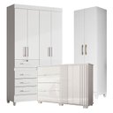 Ver imagem 1 de Guarda Roupa Infantil Sobral com Cômoda Texas e Armário Multiuso New Íris Branco Brilho – Moval