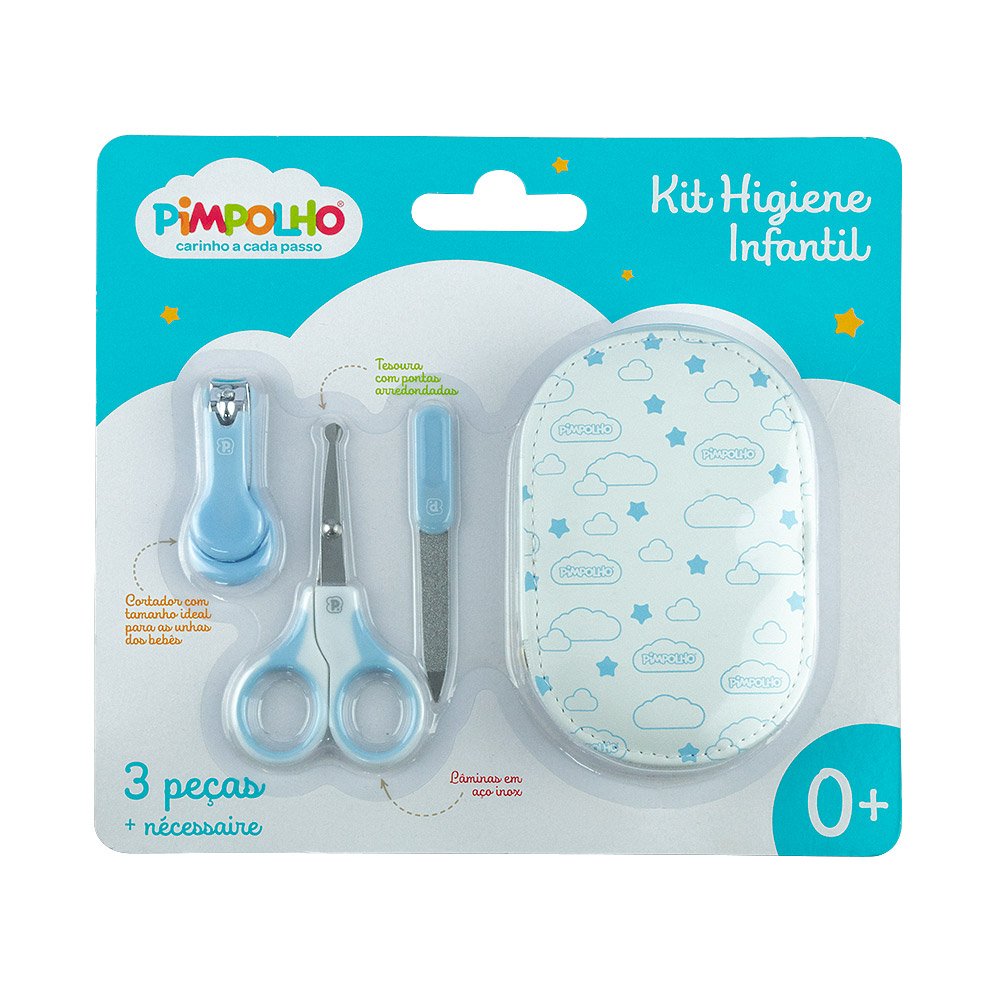 Kit Higiene para Bebê 3 Pçs C/ Nécessaire Azul - Pimpolho:azul - 4