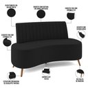 Ver imagem 7 de Sofá Chaise Living 2 Lugares 160cm para Sala Cayman K01 Veludo Preto