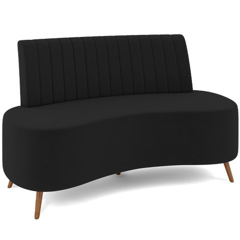 Sofá Chaise Living 2 Lugares 160cm para Sala Cayman K01 Veludo Preto