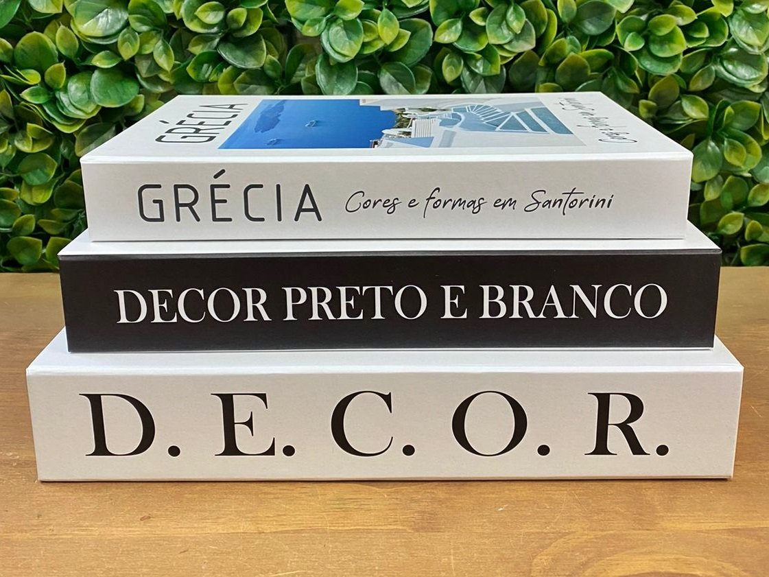 Conjunto 3 Livros Caixa Organizadora Porta Objetos Decorativo Minimalista Grécia - 9