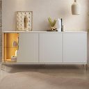 Ver imagem 2 de Buffet Aparador com Led 4 Portas 173 Cm Sena Pes Metal Off White Matte Freijo Clb