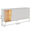 Ver imagem 3 de Buffet Aparador com Led 4 Portas 173 Cm Sena Pes Metal Off White Matte Freijo Clb