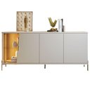Ver imagem 1 de Buffet Aparador com Led 4 Portas 173 Cm Sena Pes Metal Off White Matte Freijo Clb