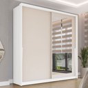 Ver imagem 1 de Guarda-roupa Casal Porto 2 Portas 2 Gavetas com Espelho Branco/creme - Politorno
